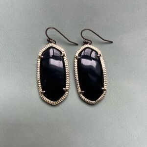 Kendra Scott Elle Gold Drop Earrings in Black Opaque Glass